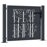 Garden Gate Anthracite 105x105 cm Steel Bamboo Design 153179