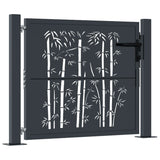 Garden Gate Anthracite 105x105 cm Steel Bamboo Design 153179