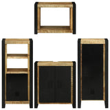 Bathroom Furniture Set with Shelf 4 pcs Brown Soild Mango Wood 3305678