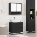 ZNTS 2 Piece Bathroom Furniture Set Black Engineered Wood 3300925