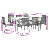 9 Piece Garden Dining Set with Cushions Grey Poly Rattan 3213623