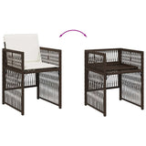 Garden Chairs with Cushions 4 pcs Brown Poly Rattan 364969