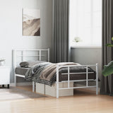 Metal Bed Frame without Mattress with Footboard White 90x200cm 355621