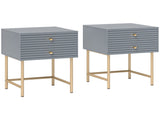 Set of Two Elegant Bedside Tables - Grey/Gold-Tone T3398P330483