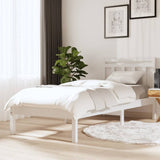 Bed Frame White Solid pine wood Single Bed Frame Rectangular 3100580
