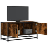 TV Cabinet Smoked Oak 80x34.5x40 cm Engineered Wood and Metal 848826