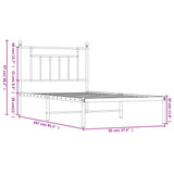 Bed Frame White Powder-Coated Steel Single Bed Frame 353579