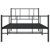 Metal Bed Frame without Mattress with Footboard Black 100x200cm 352493