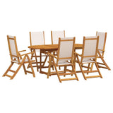 7 Piece Garden Dining Set Solid Wood Acacia and Textilene 3279281