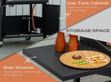 3 Burner Gas BBQ Grill Outdoor Portable Barbecue Trolley w/ Warming Rack, Side Shelves, Storage T3398P324015
