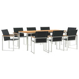 Garden Dining Set 9 pcs Solid Acacia Wood and Stainless Steel 3334820