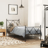 Metal Bed Frame without Mattress with Footboard Black 75x190cm 376510