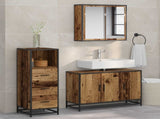 Bathroom Furniture Set with Door 3 pcs Old Wood Engineered Wood 3402456
