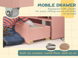 Kids Bookshelf, Toy Organiser, with Storage Drawer, Wheels - Pink T3398P347678