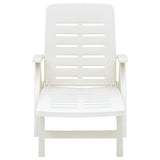 Folding Sun Lounger Plastic White 48754