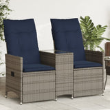 Reclining Garden Sofa 2-Seater with Table Grey Poly Rattan 365714