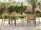 Garden Dining Set 5 pcs Grey and Brown Poly Rattan 3365439