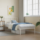Metal Bed Frame without Mattress with Headboard White 90x190cm 372220