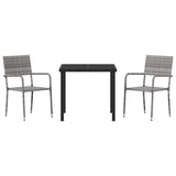 Garden Dining Set with Cushion 3 pcs Grey Poly Rattan 3380043