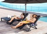Set of Two Reclining Sun Loungers, with Cushion - Black T3398P314194