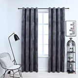 Blackout Curtains with Rings 2 pcs Velvet Anthracite 140x245 cm 134498