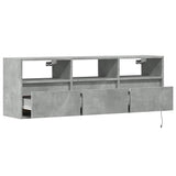 TV Wall Cabinet with LED Lights Concrete Grey 130x31x45 cm 852344
