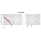 Wire Mesh Fence with Spike Anchors Anthracite 1.6x10 m 154276