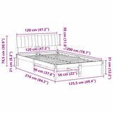 Bed frame Brown and light grey 120 x 200 cm Solid pine wood 878679
