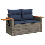 6 Piece Garden Sofa Set with Cushions Grey Poly Rattan Acacia 3327603