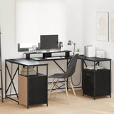 Desk with Drawer Black Oak 182 x 101 x 87.5 cm Engineered Wood 3376136