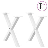 ZNTS Coffee Table Legs X-Shaped 2 pcs White 50x cm Steel 4012897