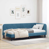 Corner Bed Frame with Headboard Blue 100 x 200 cm Velvet 42016615