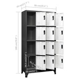 Locker Cabinet Anthracite and White 90x45x180 cm Steel 339816