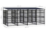Outdoor Dog Kennel with Roof Steel 7.37 m 3097949