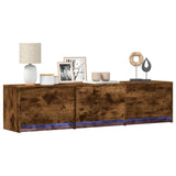 TV Cabinet with LED Smoked Oak 165 x 34 x 40 cm Engineered Wood 8006561