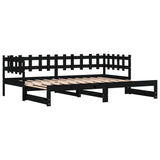 Pull-out Day Bed without Mattress Black 2x cm Solid Wood 840393