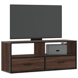 TV Cabinet Brown Oak 100x31x39.5 cm Engineered Wood and Metal 848933