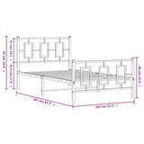 Metal Bed Frame without Mattress with Footboard White 100x200cm 374303