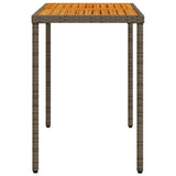 Garden Table with Acacia Wood Top Grey 115x54x74 cm Poly Rattan 365076