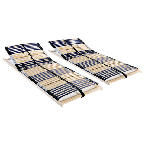 Slatted Bed Bases without Mattress 2 pcs with 42 Slats 70x200 cm 3051421