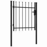 Fence Gate Single Door with Spike Top Steel 1x1 m Black 146032