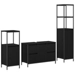 ZNTS 3 Piece Bathroom Furniture Set - Black Oak Engineered Wood 3328379