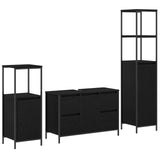 ZNTS 3 Piece Bathroom Furniture Set - Black Oak Engineered Wood 3328379