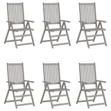 Garden Chair Set of 6 Grey Solid Acacia Wood Standard Foldable 3065518