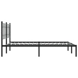 Metal Bed Frame without Mattress with Headboard Black 150x200cm 376130