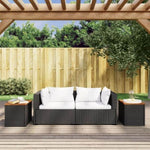 Garden Side Tables 2pcs Black 55x34x37cm Poly Rattan Solid Wood 365980