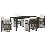 Garden Dining Set 5 pcs Brown Poly Rattan 3380631