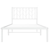 Metal Bed Frame without Mattress with Headboard White 90x190cm 374478