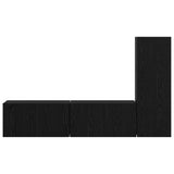 TV Cabinet Set Wall-mounted 3 pcs Black Oak Engineered Wood 3393403