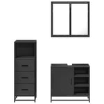 ZNTS 3 Piece Bathroom Furniture Set Black Engineered Wood 3301025